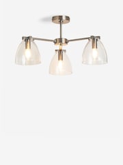 Brushed Chrome Derwent 3 Light Flush Ceiling Light Fitting - Image 4 of 5