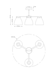 Brushed Chrome Derwent 3 Light Flush Ceiling Light Fitting - Image 5 of 5