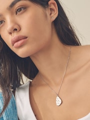 Sterling Silver Hammered Organic Disc Necklace - Image 4 of 7