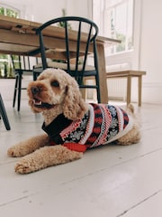 Navy Blue Fairisle Pattern Christmas Dog Jumper - Image 1 of 11