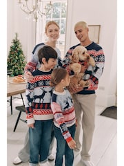 Navy Blue Fairisle Pattern Christmas Dog Jumper - Image 4 of 11