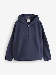 Navy Half Zip Fleece Hoodie - Image 3 of 6