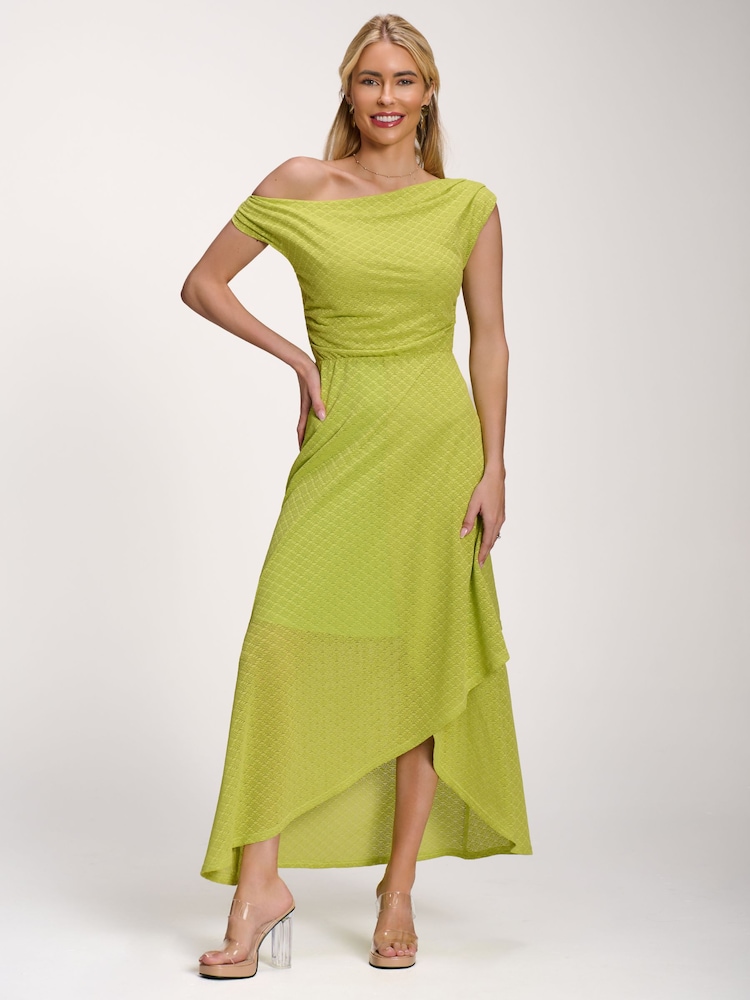 Jolie Moi Green Textured Asymmetric One Shoulder Maxi Dress - Image 1 of 6 Jolie Moi Green Textured Asymmetric One Shoulder Maxi Dress - Image 1 of 6