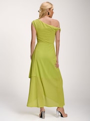 Jolie Moi Green Textured Asymmetric One Shoulder Maxi Dress - Image 2 of 6