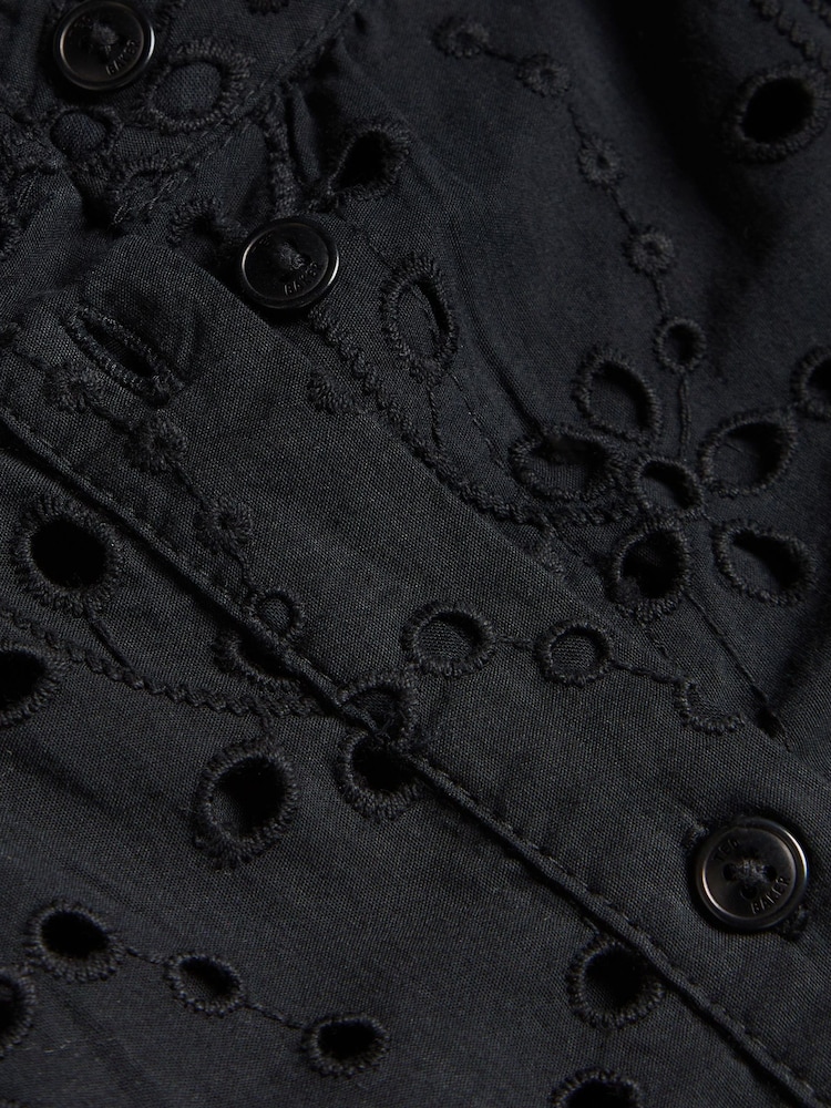 Ted Baker Black Oversized Nikaia Broderie Midi Dress - Image 5 of 5