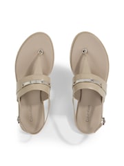 Calvin Klein Brown Leather Metal Bar Sandals - Image 2 of 4