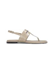 Calvin Klein Brown Leather Metal Bar Sandals - Image 3 of 4