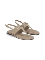 Calvin Klein Brown Leather Metal Bar Sandals - Image 4 of 4