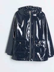 River Island Blue Girls Holographic Monogram Rain Jacket - Image 1 of 4