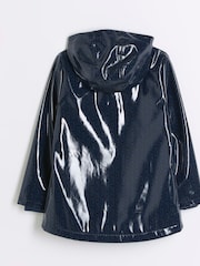 River Island Blue Girls Holographic Monogram Rain Jacket - Image 2 of 4