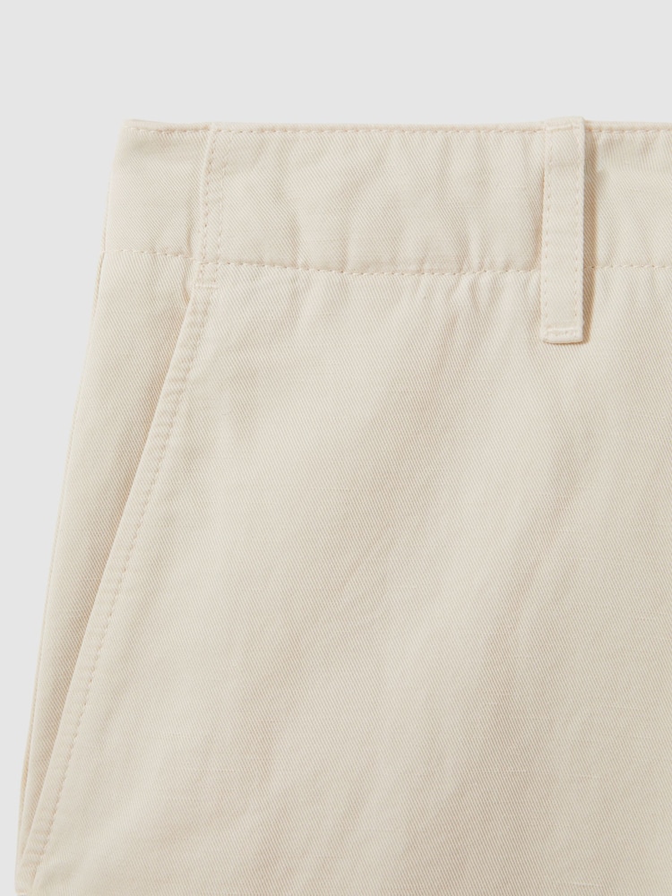 Reiss Off White Ezra Cotton Linen Blend Internal Drawstring Shorts - Image 6 of 6