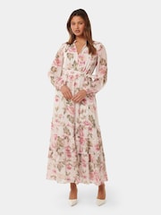 Forever New Pink Sonia Ruffle Midi Dress - Image 1 of 4