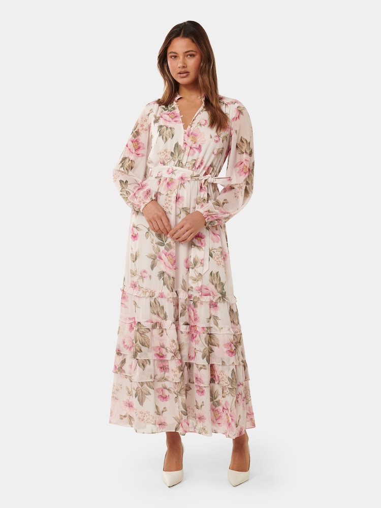 Forever New Pink Sonia Ruffle Midi Dress - Image 1 of 4