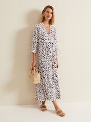Phase Eight Purple Penele Geo Zip Midi Dress - Image 1 of 7
