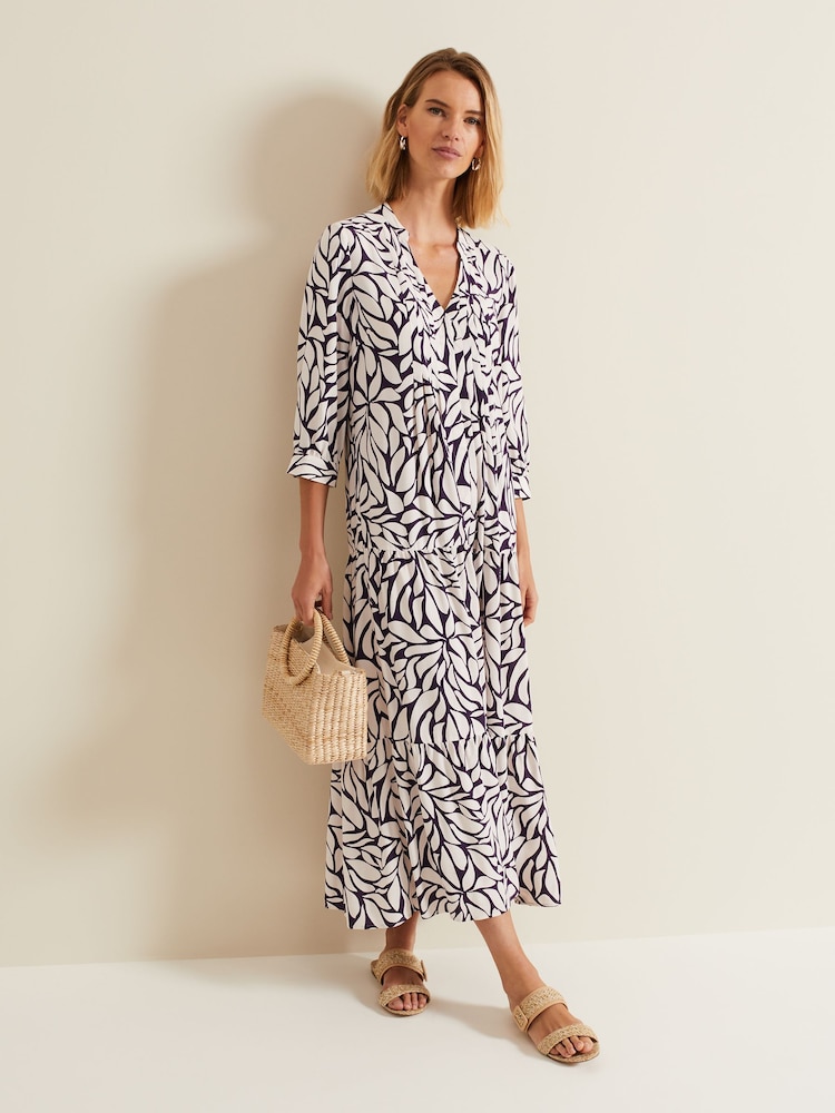 Phase Eight Purple Penele Geo Zip Midi Dress - Image 1 of 7