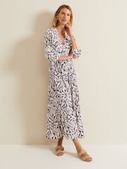 Phase Eight Purple Penele Geo Zip Midi Dress - Image 6 of 7