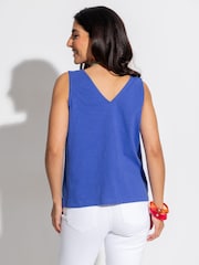 Pour Moi Blue Maya 100% Cotton Slub Jersey Built Up V-Neck Vest - Image 2 of 4