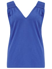 Pour Moi Blue Maya 100% Cotton Slub Jersey Built Up V-Neck Vest - Image 3 of 4