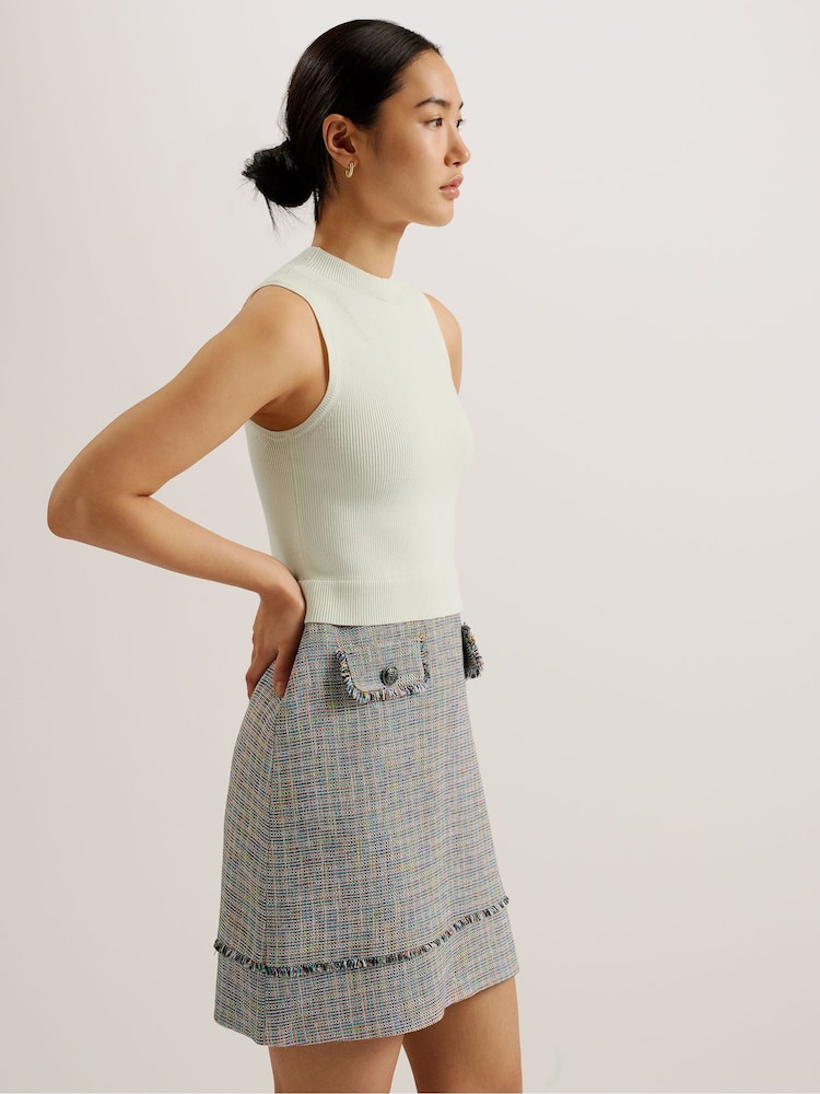 Ted Baker Cream Mayumid Sleeveless Mockable Mini Dress - Image 1 of 7