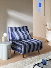 MADE.COM Eclipse Blue Wide Stripe Haru Single 1 Seater Sofa Bed - Image 1 of 7