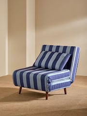 MADE.COM Eclipse Blue Wide Stripe Haru Single 1 Seater Sofa Bed - Image 2 of 7