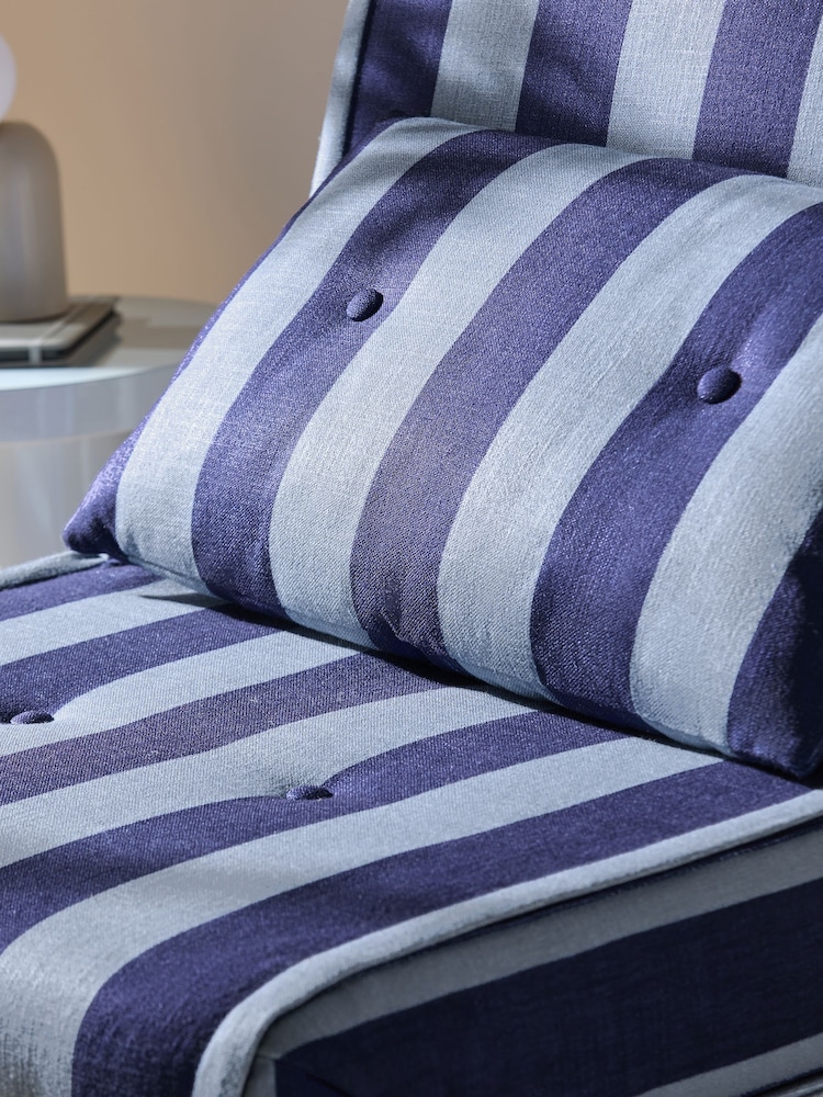 MADE.COM Eclipse Blue Wide Stripe Haru Single 1 Seater Sofa Bed - Image 7 of 7