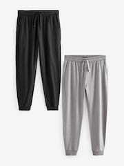 Black/Grey Cuffed Lasting Fresh Rich Pyjama Bottoms 2 Pack - Image 1 of 15