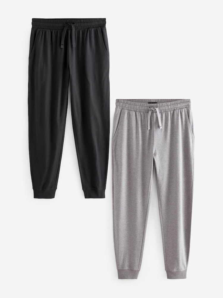 Black/Grey Cuffed Lasting Fresh Rich Pyjama Bottoms 2 Pack - Image 1 of 15
