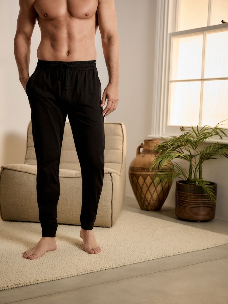 Black/Grey Cuffed Lasting Fresh Rich Pyjama Bottoms 2 Pack - Image 6 of 15