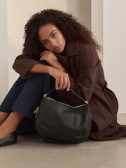 Black Leather Handle Slouchy Cross-Body Bag - Image 1 of 1