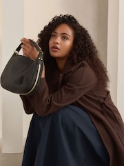 Black Leather Handle Slouchy Cross-Body Bag - Image 2 of 9