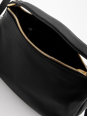 Black Leather Handle Slouchy Cross-Body Bag - Image 9 of 9