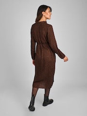 JoJo Maman Bébé Rust Orange Animal Print Maternity Midi Shirt Dress - Image 2 of 5