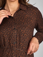 JoJo Maman Bébé Rust Orange Animal Print Maternity Midi Shirt Dress - Image 4 of 5