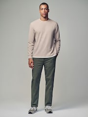 Khaki Green Straight Fit Utility Chino 100% Cotton Trousers - Image 2 of 10