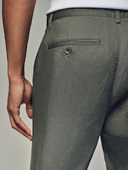Khaki Green Straight Fit Utility Chino 100% Cotton Trousers - Image 6 of 10