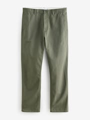 Khaki Green Straight Fit Utility Chino 100% Cotton Trousers - Image 7 of 10
