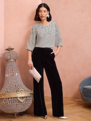 Love & Roses Grey Petite Embellished 3/4 Sleeve Blouse - Image 3 of 4