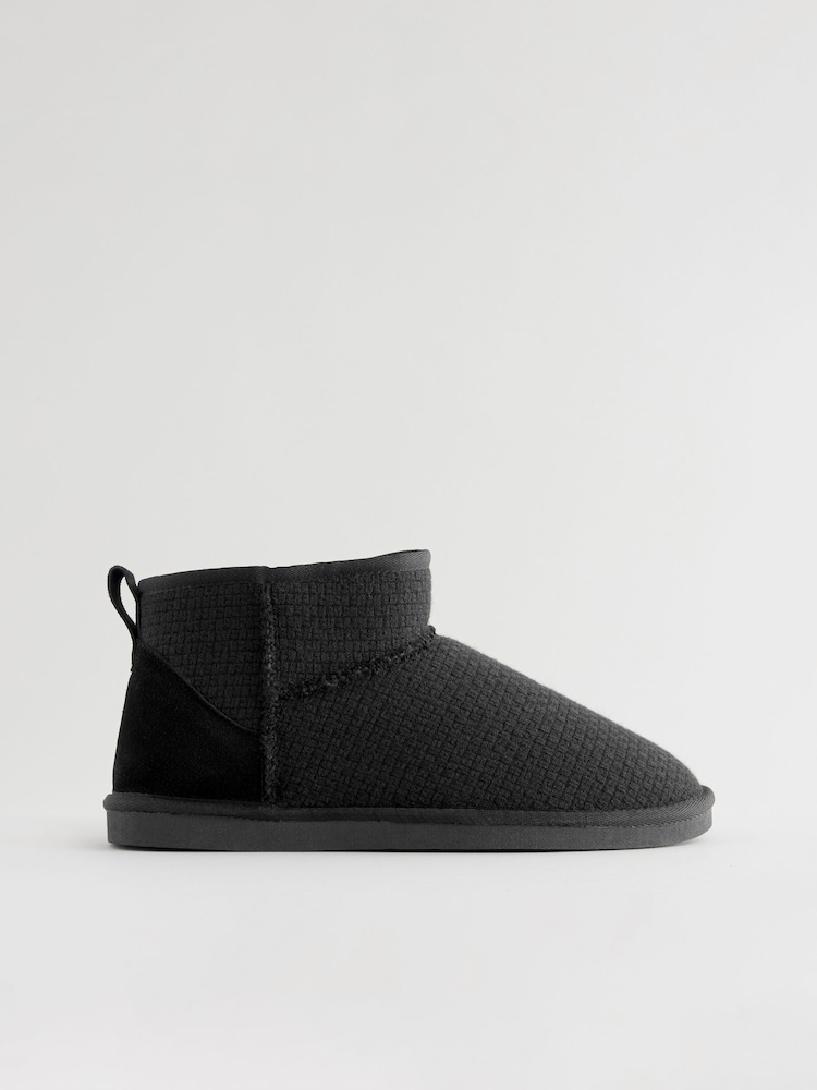 Grey Textured Boot Slippers - Image 1 of 6