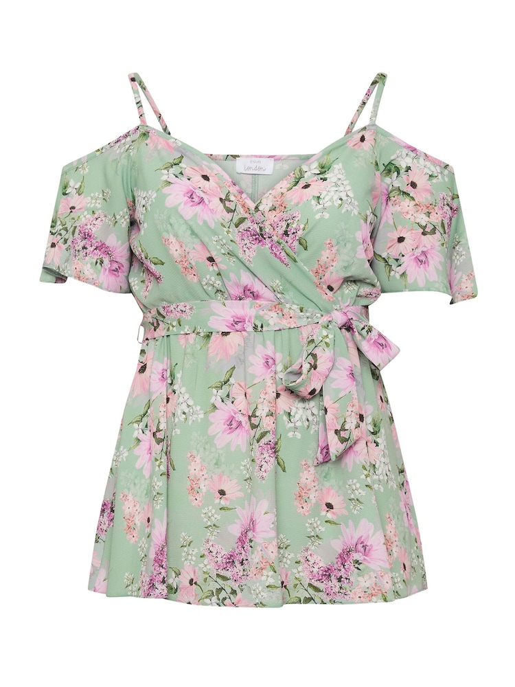Verde - Top con estampado floral azul marino con hombro descubierto Yours Curve de YOURS LONDON - Imagen 5 de 5 Verde - Top con estampado floral azul marino con hombro descubierto Yours Curve de YOURS LONDON - Imagen 5 de 5