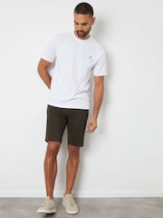 Threadbare Forest Green Cotton Stretch Turn-Up Chino Shorts with Woven Belt - Image 3 of 4