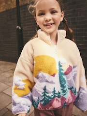 Cream Multi Scenic Borg Half Zip Top (3-16yrs) - Image 1 of 4