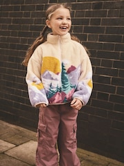 Cream Multi Scenic Borg Half Zip Top (3-16yrs) - Image 3 of 4