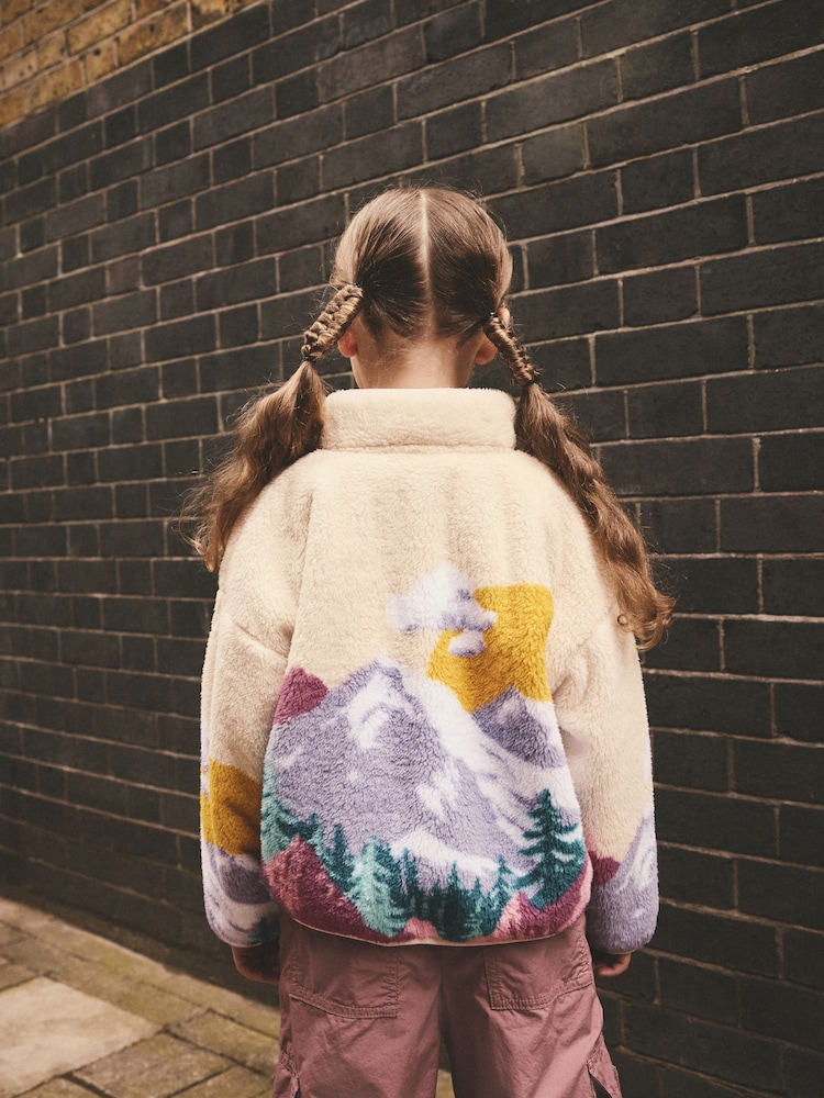 Cream Multi Scenic Borg Half Zip Top (3-16yrs) - Image 4 of 4
