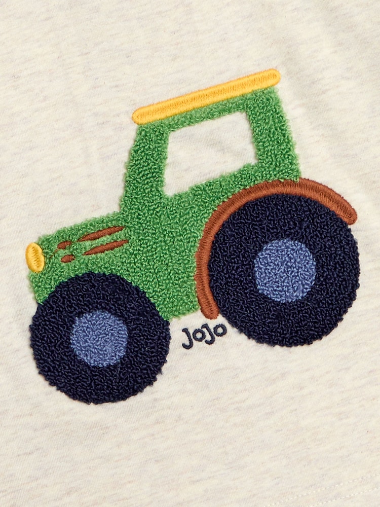 JoJo Maman Bébé Natural Tractor Appliqué Top - Image 3 of 3