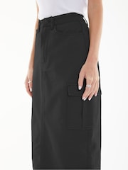 Threadbare Black 100% Cotton Maxi Cargo Skirt - Image 4 of 5
