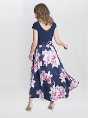 Gina Bacconi Blue Billie Printed High Low T-Shirt Dress With Tie Belt - Image 5 of 6