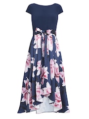 Gina Bacconi Blue Billie Printed High Low T-Shirt Dress With Tie Belt - Image 6 of 6