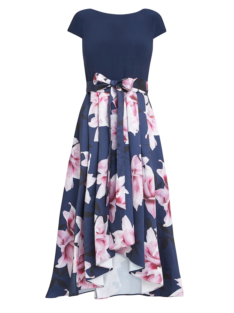 Gina Bacconi Blue Billie Printed High Low T-Shirt Dress With Tie Belt - Image 6 of 6