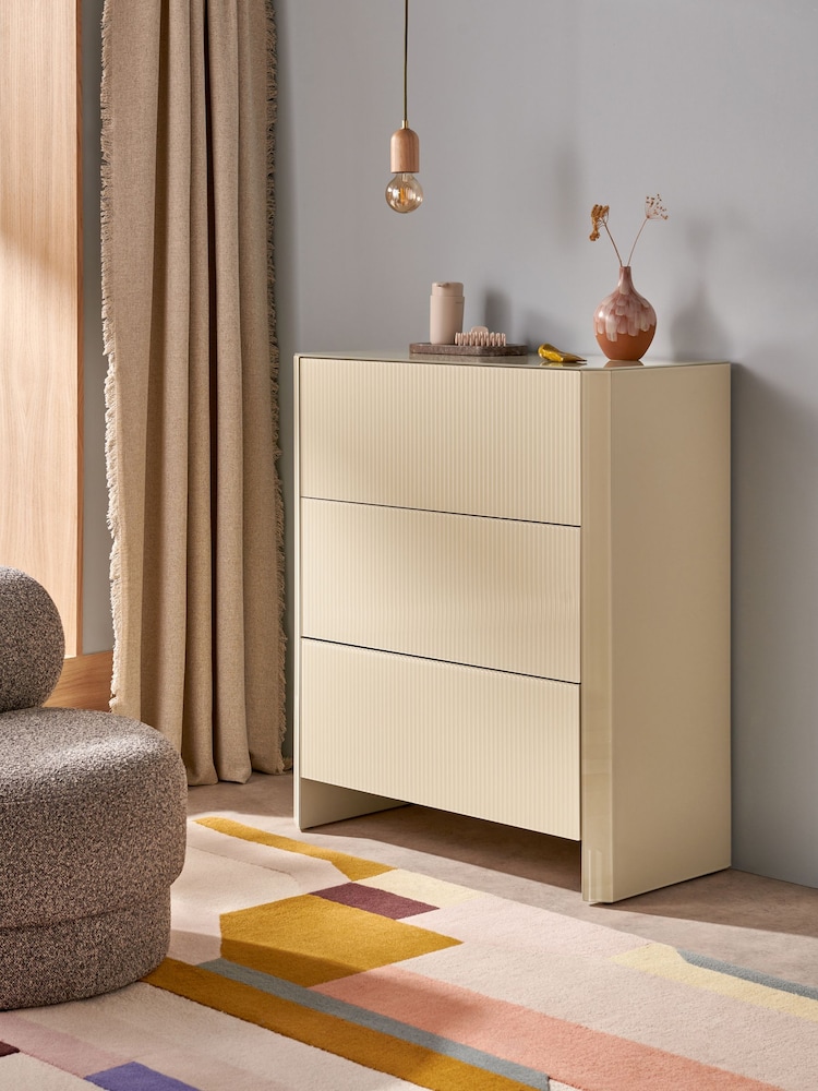 MADE.COM Ecru White Eleni 3 Drawer Chest of Drawers - Image 1 of 4